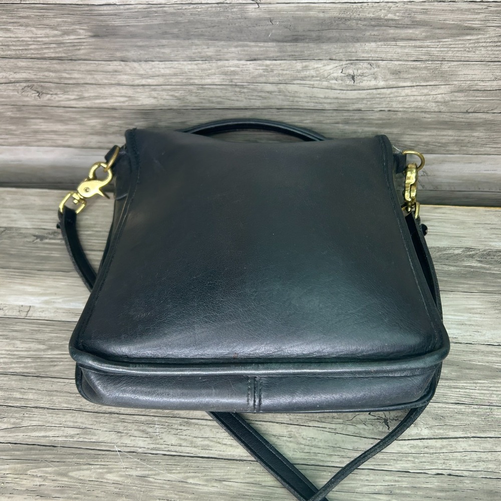 Vintage Coach Station Bag Crossbody Purse Satchel Black Leather 90s - Picture 6 of 14